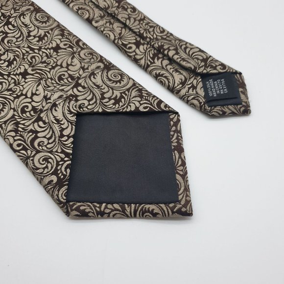 Alvani Mens Necktie Slim Victorian Accessory Office Work Casual Dad Gift Brown - Picture 4 of 5